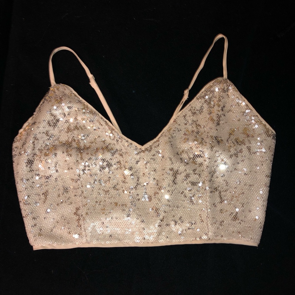 Pink Sequin Crop Top
